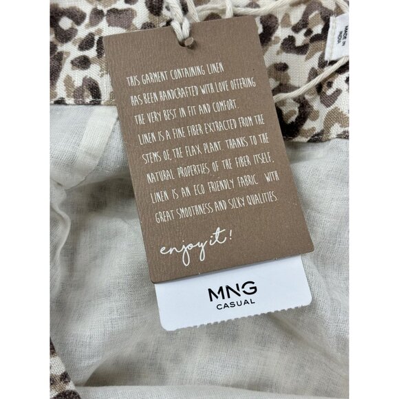 Mango MNG Cheetah Print Skirt Casual Women's Large Linen blend Brown & Beige - Picture 4 of 12